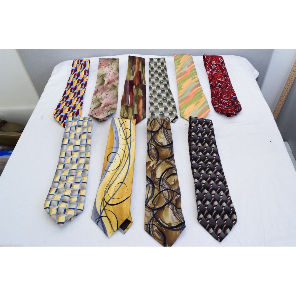 J. Garcia Necktie Lot 10 Silk Jerry Garcia Abstract Art Multi Color Mens Ties